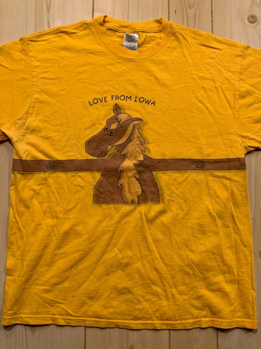 Vintage 90s Love From Iowa Horse Hug Souvenir Tourist 1999 Y2K T-Shirt L